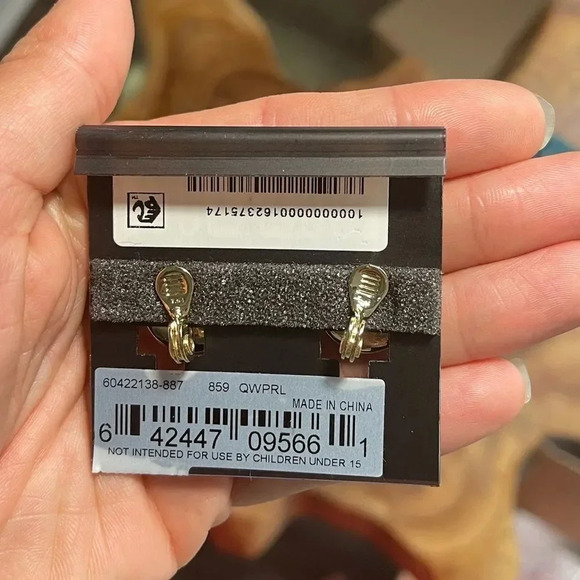 Anne Klein Gold-Tone Faux Pearl Clip Earrings - Picture 4 of 6